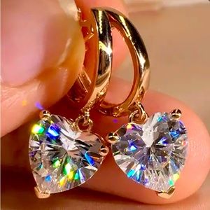 Heart Zirconia Earrings in gold plating NWT